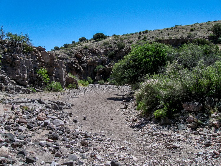 Wide riverbed trail