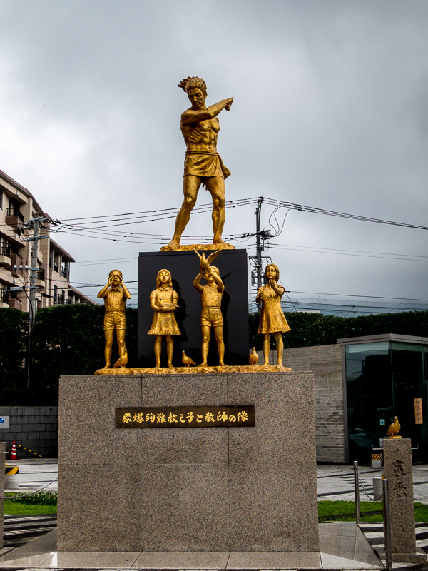 Statue in Memory of School children & Teachers, in front of the Nagasaki Atomic Bomb Museum