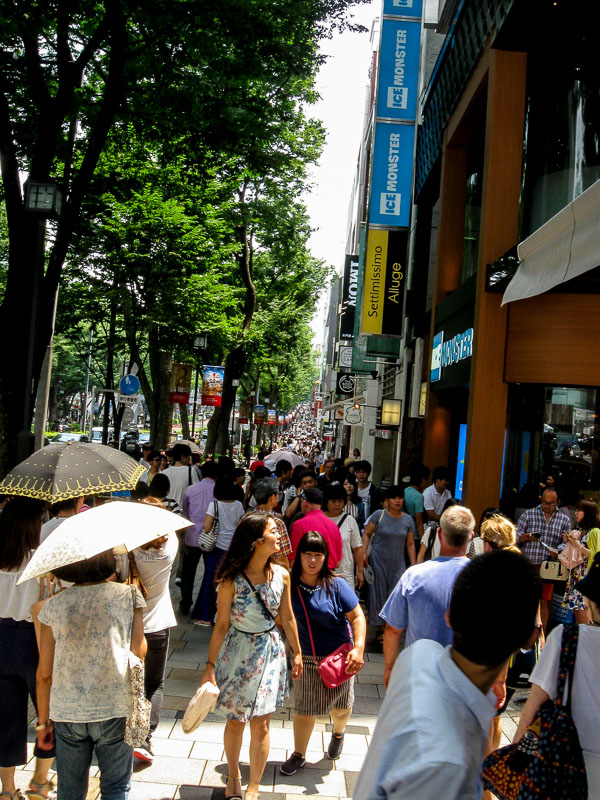 Typical street view of a Tokyo shopping area.