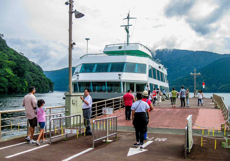 Boarding the Ferry on Lake Ashi