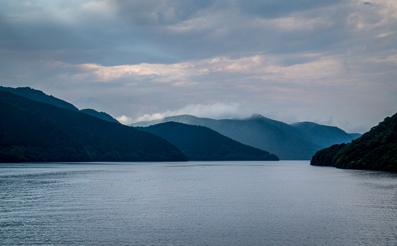Dramatic Mountains and Clouds on Lake Ashi