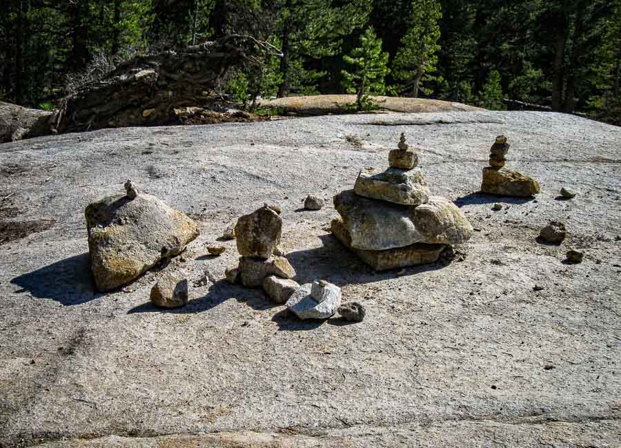 Artistic cairn layout at Lembert Dome