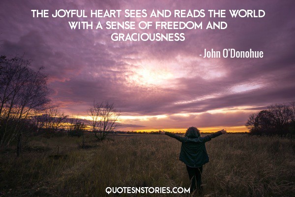 The joyful heart sees and reads the world with a sense of freedom and graciousness. - John O'Donohue