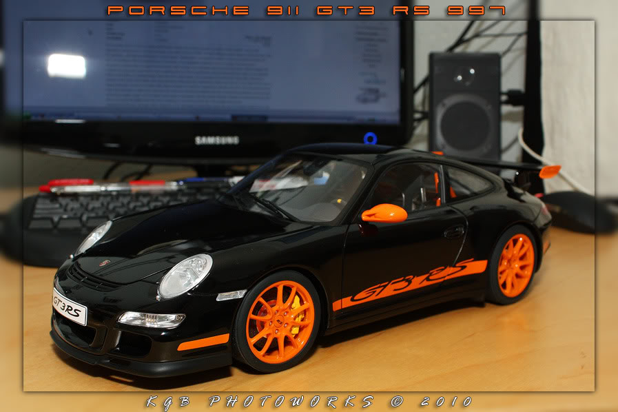 An orange and black Halloween Porsche