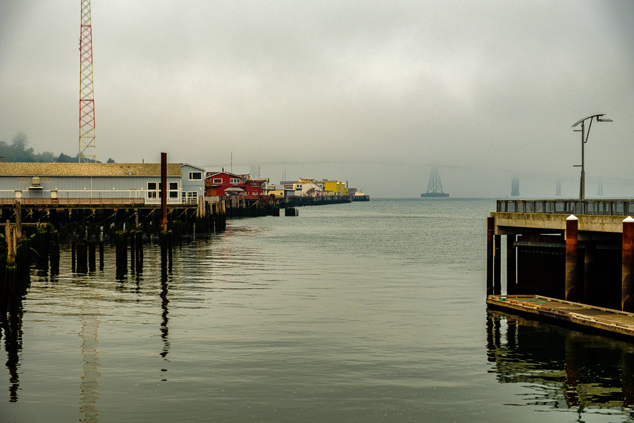 The fog created an eeerie waterfront mood