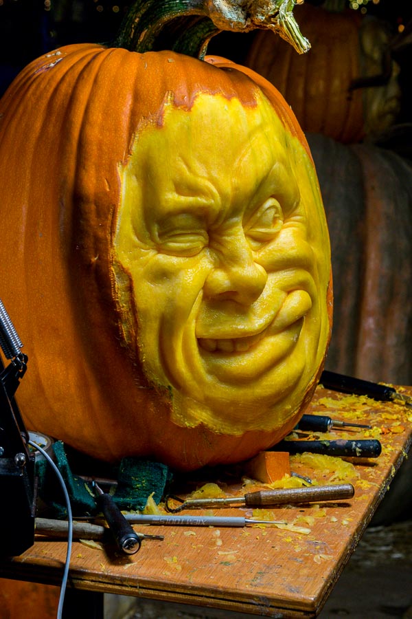 Carved pumpkin closeup
