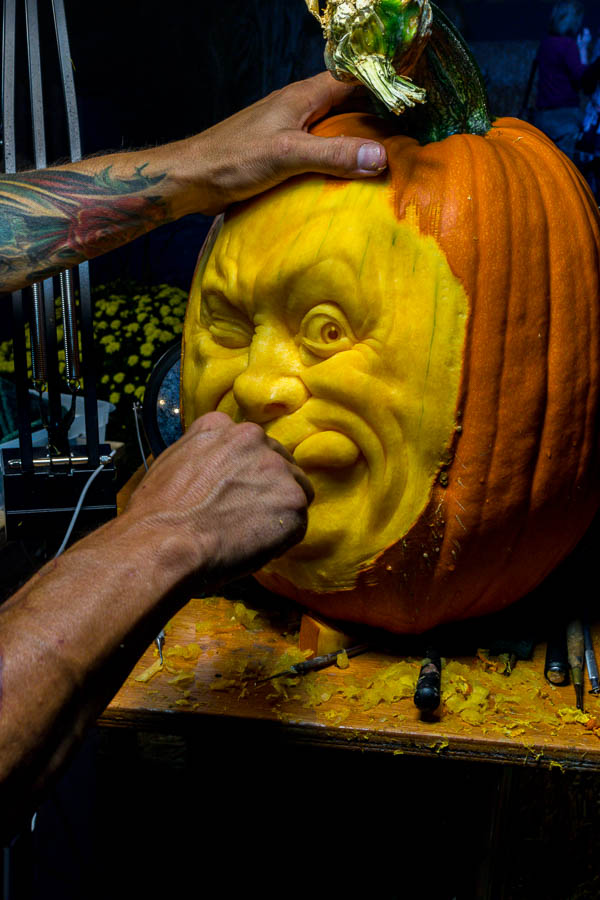 Ray Villafane continued to work on this carving of the day