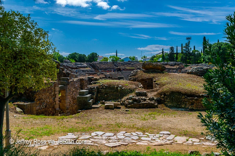 A closer view of the Ancient Roman Ruins of Merida, Spain