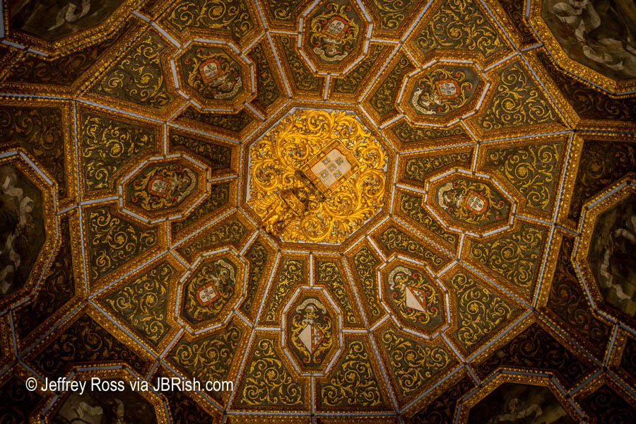 gilded ceiling in the Coats of Arms Room - Sala dos Brasões