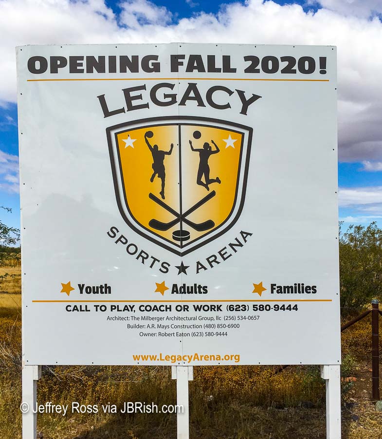 Legacy Sports Arena Opening Sign