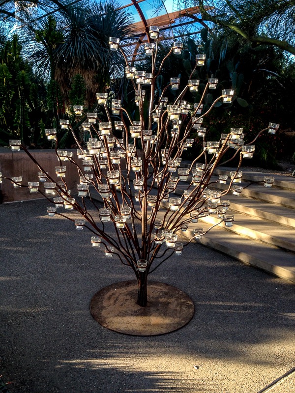 metal sculpture of a candle tree
