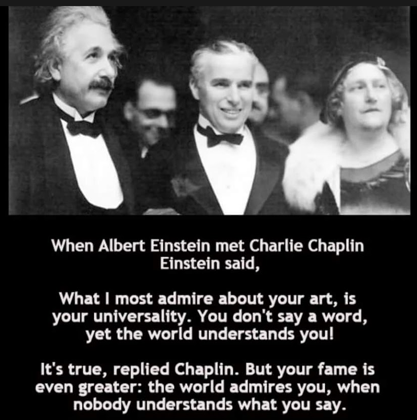 Famous quip between Albert Einstein and Charlie Chaplin