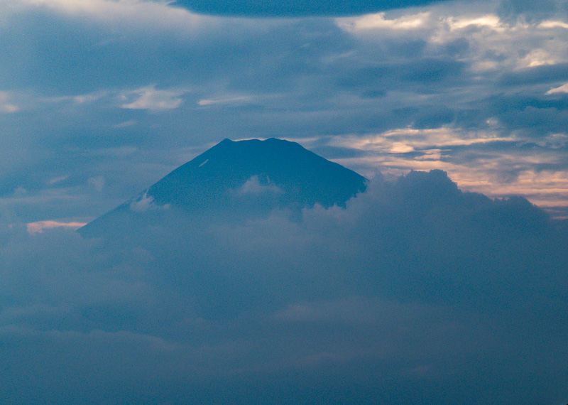A closer view of Mt. Fuji between the clouds