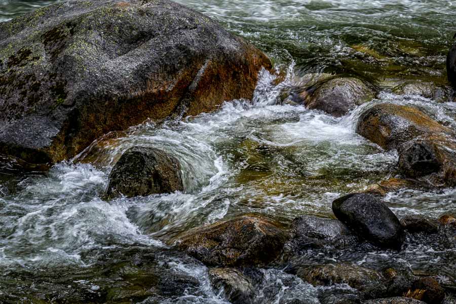 Boulders with rushing water
