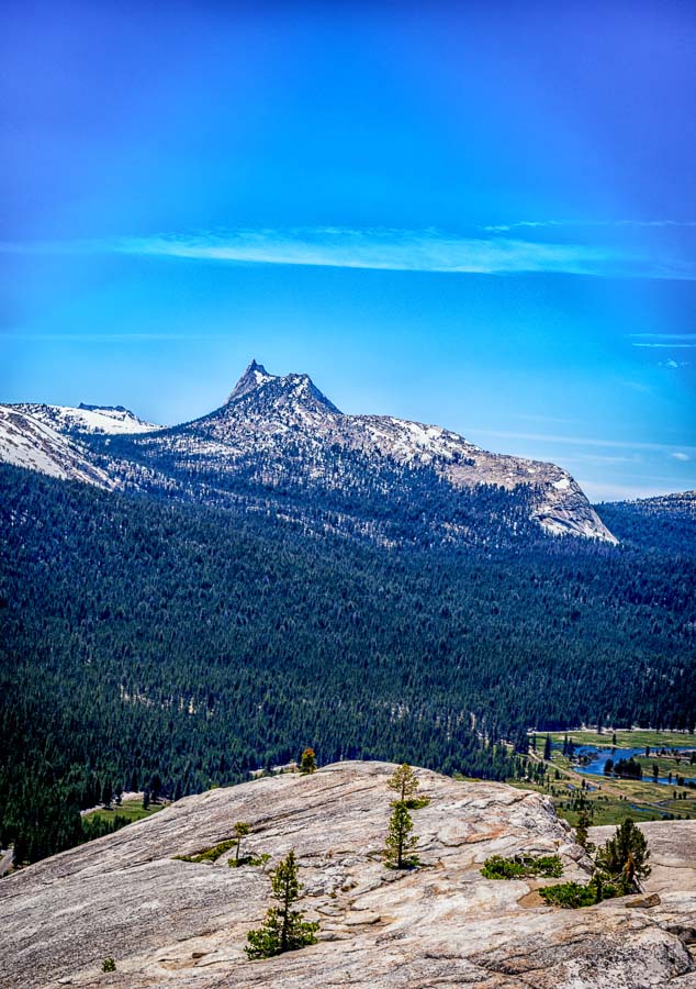 Cathedral Peak and Tuolumne Meadows from Sentinel Dome