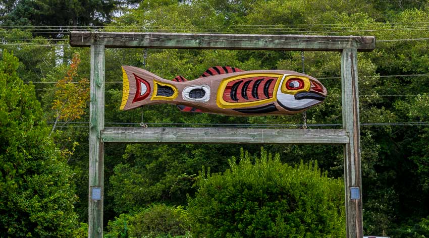 A Native American-style Colorful Fish Sign