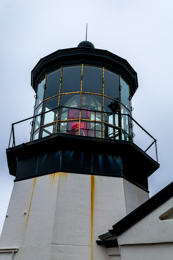 Tillamook Lighthouse is located on the edge of a cliff