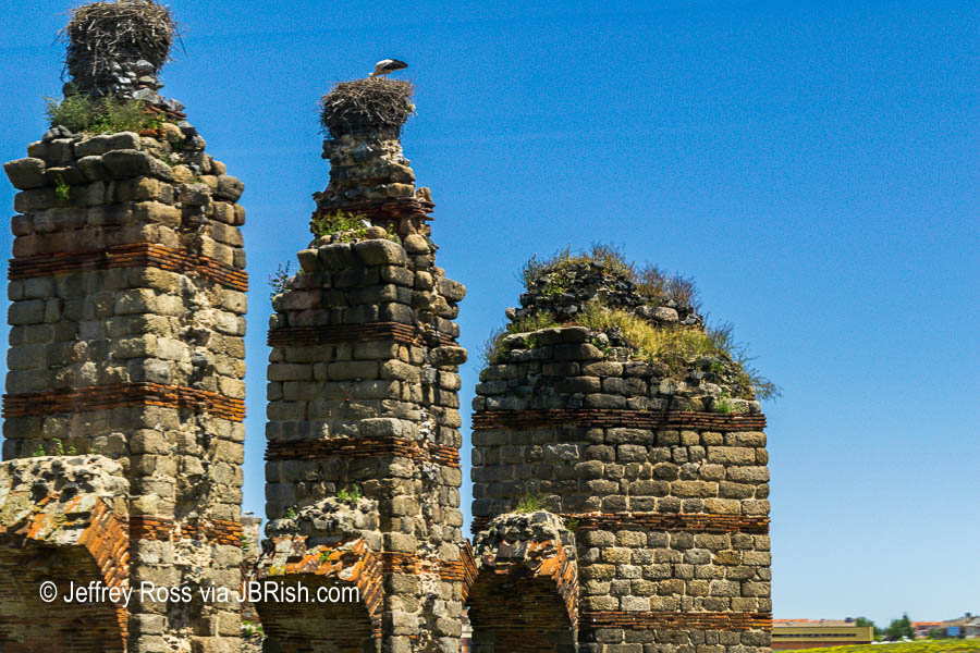 Storks nesting atop the Miraculous Aqueduct