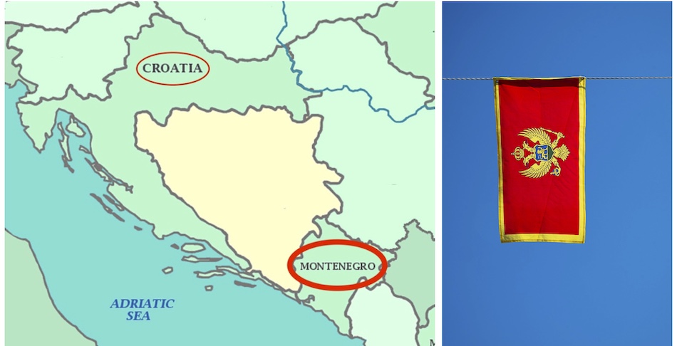 map of Croatia and Montenegro