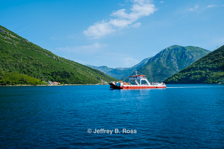 A ferry crossing the Bay of Kotor